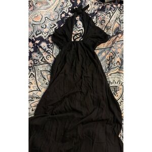 ASOS Black Gauzy Peekaboo Cutout Halter Style Maxi Dress, Size 4